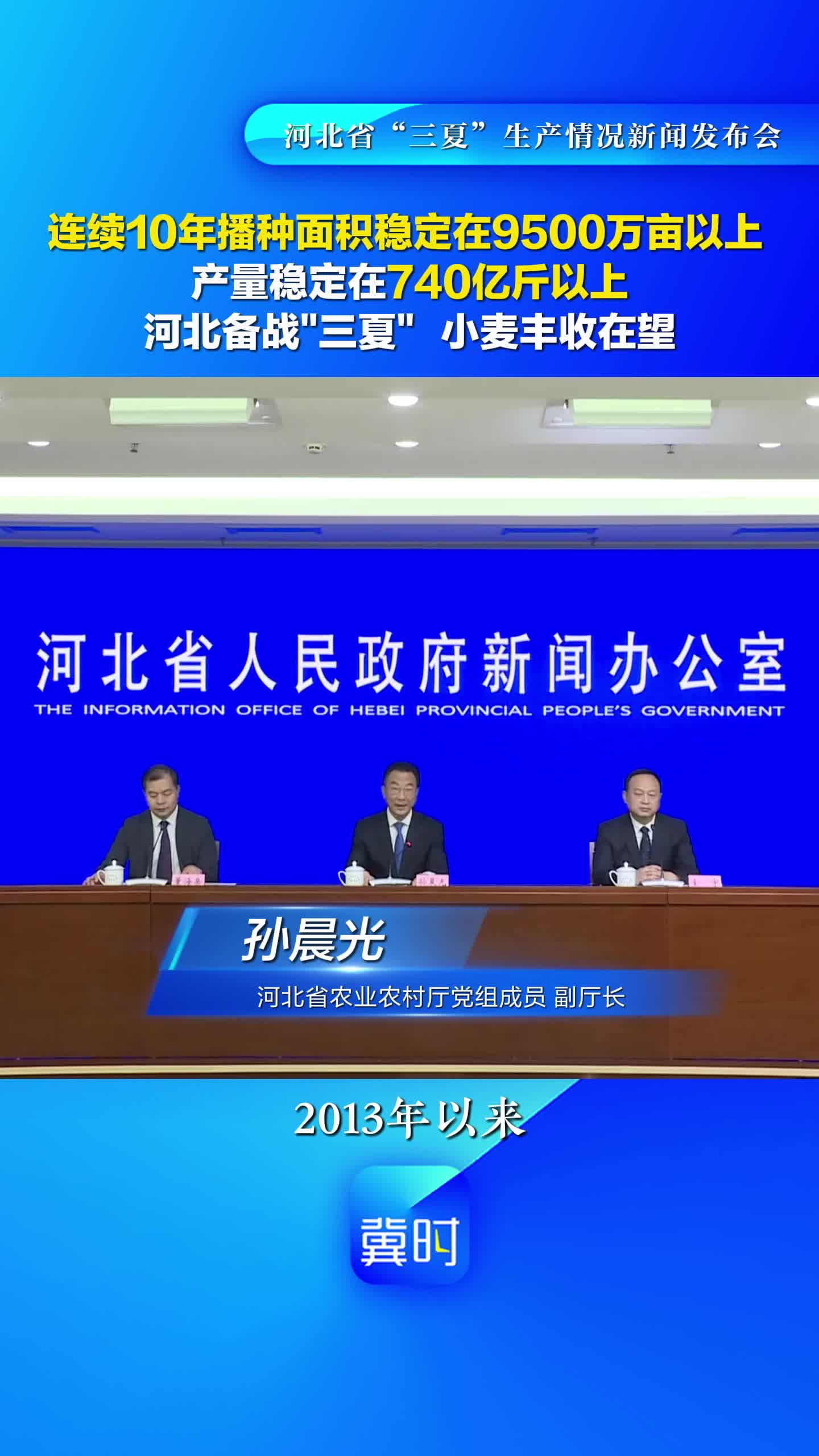 发布会快讯丨河北今年夏粮预计能够再获丰收
